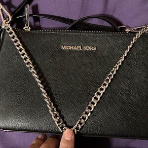 Michael Kors Black Crossbody with Gold Chain